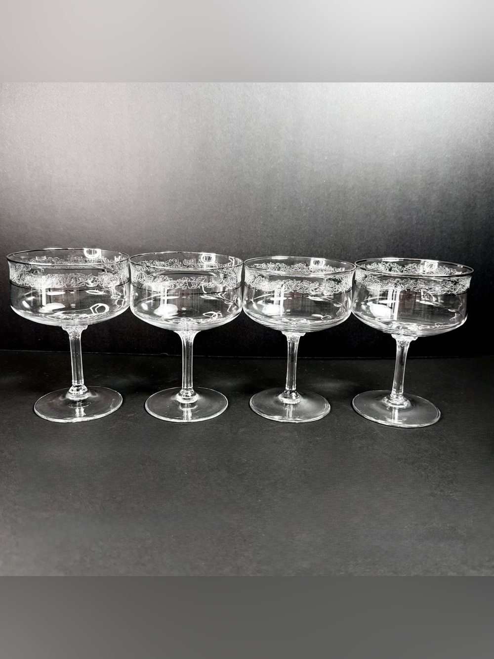 Vintage - Champagne/Tall Sherbet Moonspun (Platinum Trim) by LENOX - Set of 4